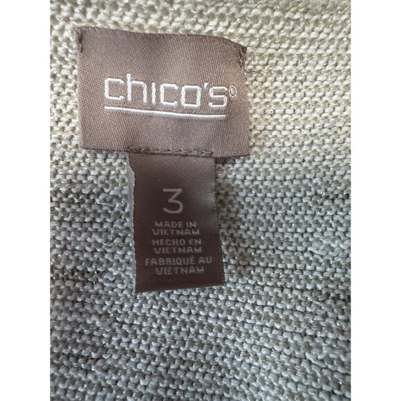 Chicos Taupe Textured Knit Scoop Neck Long Sleeve Lightweight Sweater Sz 3 US XL - Picture 6 of 10